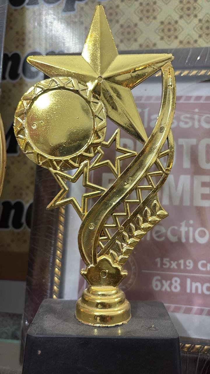 Gold star trophy closeup detail